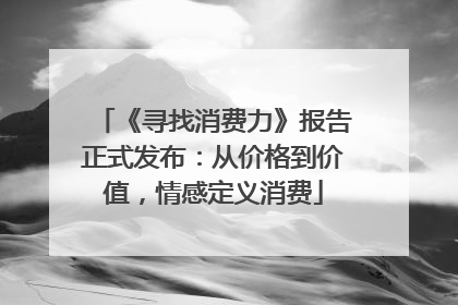 《寻找消费力》报告正式发布：从价格到价值，情感定义消费