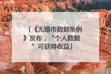 《无锡市数据条例》发布，“个人数据”可获得收益