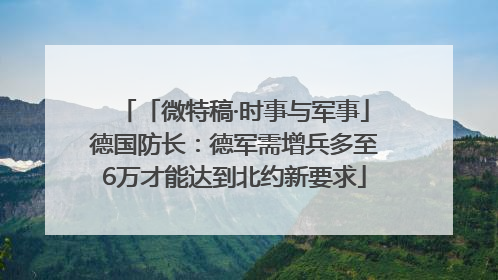「微特稿·时事与军事」德国防长：德军需增兵多至6万才能达到北约新要求