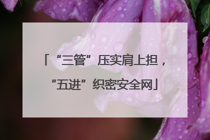 “三管”压实肩上担，“五进”织密安全网