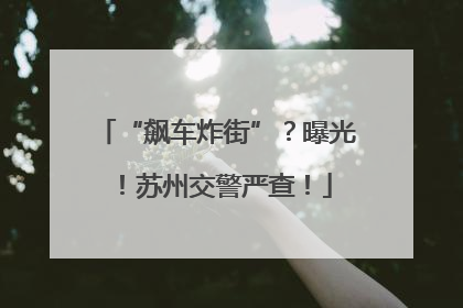 “飙车炸街”？曝光！苏州交警严查！