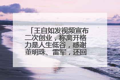 王自如发视频宣布二次创业，称离开格力是人生低谷，感谢董明珠、雷军，还回应了“工资条”：清楚自己要什么……
