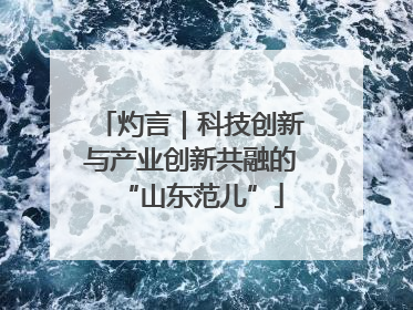 灼言｜科技创新与产业创新共融的“山东范儿”
