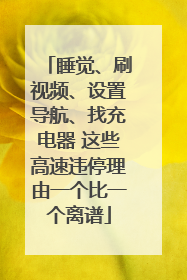 睡觉、刷视频、设置导航、找充电器 这些高速违停理由一个比一个离谱