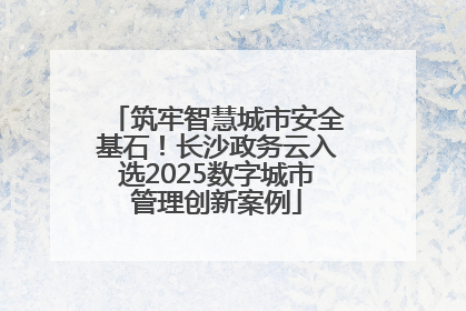 筑牢智慧城市安全基石！长沙政务云入选2025数字城市管理创新案例