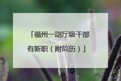 福州一副厅级干部有新职（附简历）