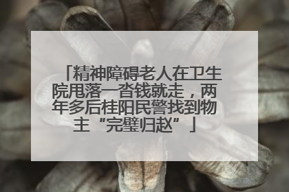 精神障碍老人在卫生院甩落一沓钱就走，两年多后桂阳民警找到物主“完璧归赵”