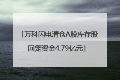 万科闪电清仓A股库存股 回笼资金4.79亿元
