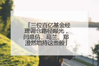 三位百亿基金经理调仓路径曝光，闫思倩、葛兰、郑澄然增持这些股