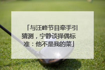 与汪峰节目牵手引猜测，宁静谈择偶标准：他不是我的菜