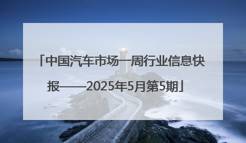 中国汽车市场一周行业信息快报——2025年5月第5期