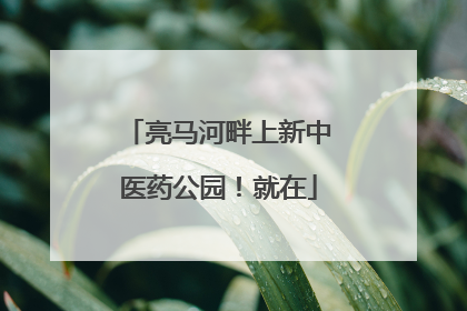 亮马河畔上新中医药公园！就在