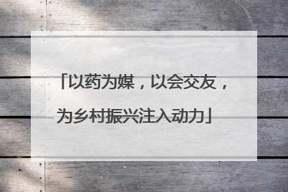 以药为媒，以会交友，为乡村振兴注入动力