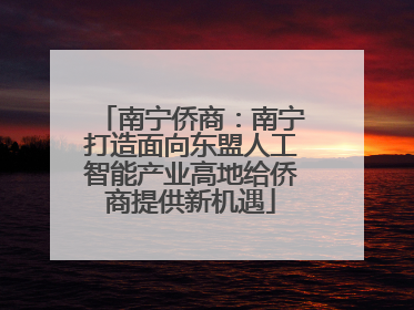 南宁侨商：南宁打造面向东盟人工智能产业高地给侨商提供新机遇