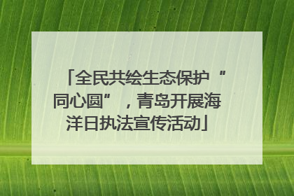 全民共绘生态保护“同心圆”，青岛开展海洋日执法宣传活动