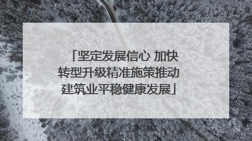 坚定发展信心 加快转型升级精准施策推动建筑业平稳健康发展
