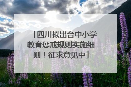 四川拟出台中小学教育惩戒规则实施细则！征求意见中
