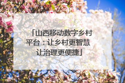 山西移动数字乡村平台：让乡村更智慧 让治理更便捷