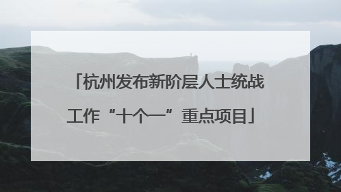 杭州发布新阶层人士统战工作“十个一”重点项目
