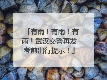 有雨！有雨！有雨！武汉交警再发考前出行提示！