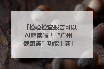 检验检查报告可以AI解读啦！“广州健康通”功能上新