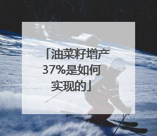 油菜籽增产37%是如何实现的