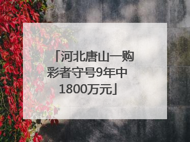 河北唐山一购彩者守号9年中1800万元