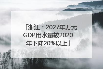浙江：2027年万元GDP用水量较2020年下降20%以上