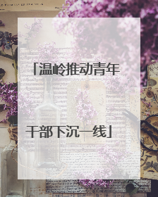 温岭推动青年干部下沉一线