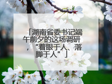 湖南省委书记端午前夕的这场调研，“着眼于人、落脚于人”
