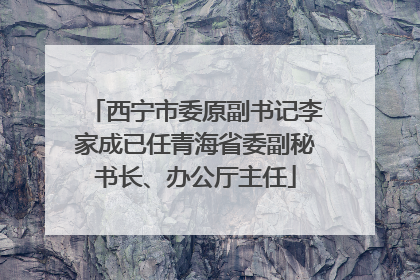 西宁市委原副书记李家成已任青海省委副秘书长、办公厅主任