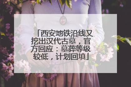 西安地铁沿线又挖出汉代古墓，官方回应：墓葬等级较低，计划回填
