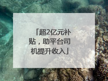 超2亿元补贴，助平台司机提升收入