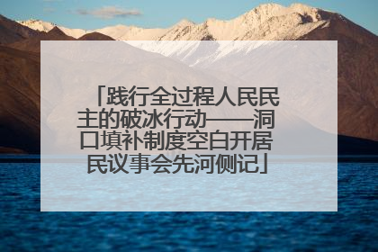 践行全过程人民民主的破冰行动——洞口填补制度空白开居民议事会先河侧记