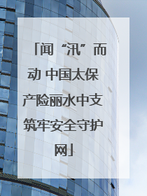 闻“汛”而动 中国太保产险丽水中支筑牢安全守护网