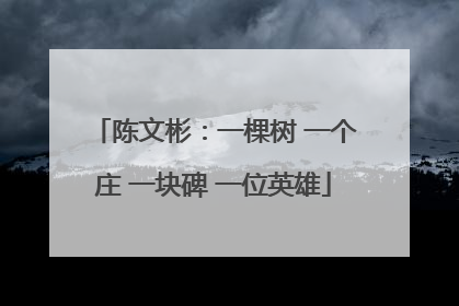 陈文彬：一棵树 一个庄 一块碑 一位英雄