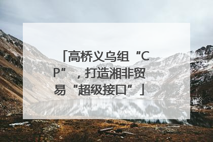 高桥义乌组“CP”，打造湘非贸易“超级接口”
