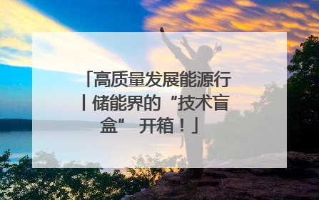 高质量发展能源行丨储能界的“技术盲盒” 开箱！