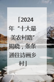 2024年“十大最美农村路”揭晓，条条通往诗画乡村