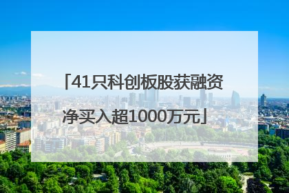 41只科创板股获融资净买入超1000万元