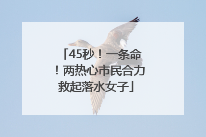 45秒！一条命！两热心市民合力救起落水女子