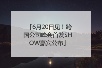 6月20日见！跨国公司峰会首发SHOW嘉宾公布